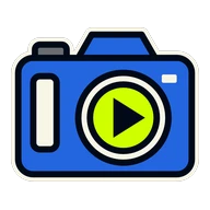 A camera with a play symbol